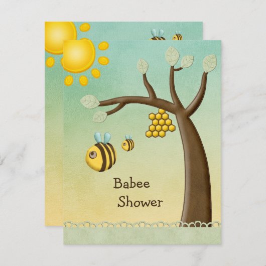 Invitation Douche Bébé, Arbre et Hive (Devant / Derrière)