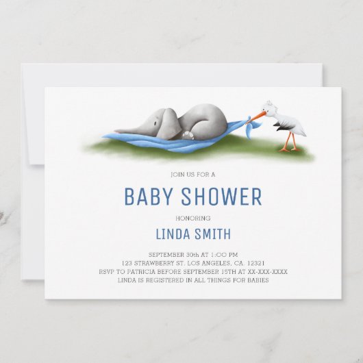 Invitation Douche bébé bébé Eléphant moderne mignonne (Devant)