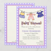 Invitation Douche bébé de ligne de vêtements personnalisée (Devant / Derrière)