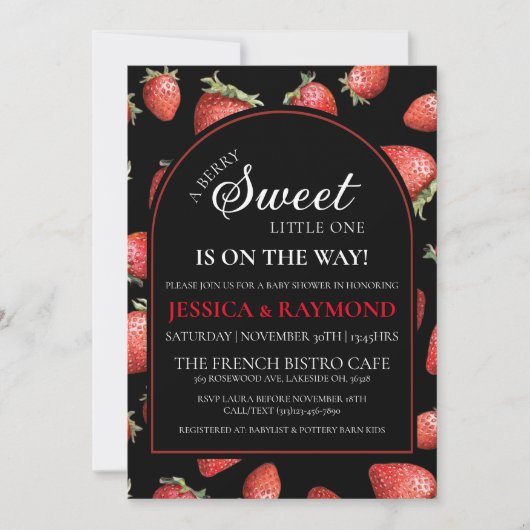 Invitation Douche bébé doux Berry Editable (Devant)