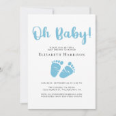 Invitation Douche bébé garçon avec option virtuelle bleue (Devant)