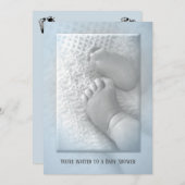 Invitation Douche bébé garçon avec pieds bébé (Devant / Derrière)