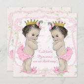 Invitation Douche bébé jumelle fille (Devant / Derrière)