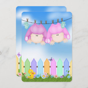 Invitation Douche bébé jumelle fille