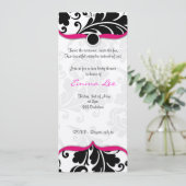 Invitation Douche bébé jumelle noire et blanche Damask avec r (Debout devant)
