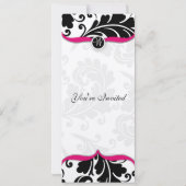 Invitation Douche bébé jumelle noire et blanche Damask avec r (Dos)