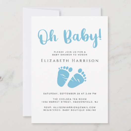 Invitation Douche bébé mignonne garçon (Devant)