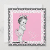 Invitation Douche bébé rose et gris (Devant)