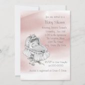 Invitation Douche bébé rose et gris doux Douche fille (Dos)