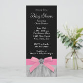 Invitation Douche bébé rose et noir (Debout devant)