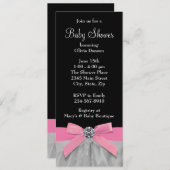 Invitation Douche bébé rose et noir (Devant / Derrière)
