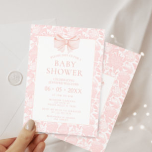 Invitation Douche bébé rose pastel bohème arc bébé fille