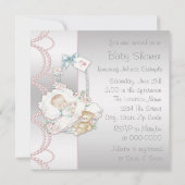 Invitation Douche bébé rose Vintage doux (Dos)