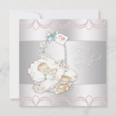Invitation Douche bébé rose Vintage doux (Devant)