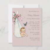 Invitation Douche bébé rose Vintage doux (Dos)