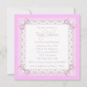 Invitation Douche bébé rose Vintage fille (Dos)