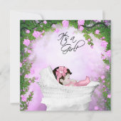 Invitation Douche bébé rose violet et rose (Devant)