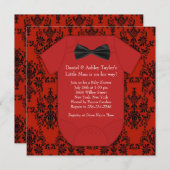 Invitation Douche bébé rouge et noir mignonne (Devant / Derrière)