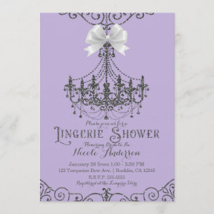 Invitation Douche blanche pourpre et argentée de lingerie