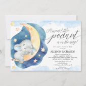 Invitation Douche bleu bébé éléphant par baby shower postal (Devant)