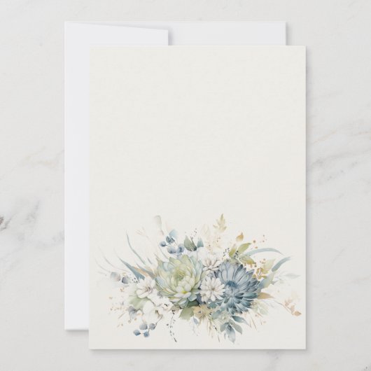 Invitation Douche bleu doux Vert Succulent Floral Couples Dou (Dos)