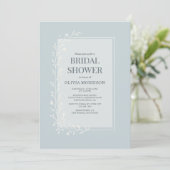 Invitation Douche Bleue Botanique Florale Mariage (Debout devant)