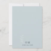 Invitation Douche Bleue Botanique Florale Mariage (Dos)