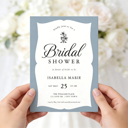 Invitation Douche Bleue Classique Réception de Mariage de Sty