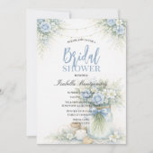 Invitation Douche Bleue Florale Mariage dans un Pot Mason (Devant)