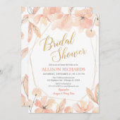 Invitation Douche botanique rose et or du jardin (Devant / Derrière)