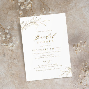 Invitation Douche botanique rustique or simple