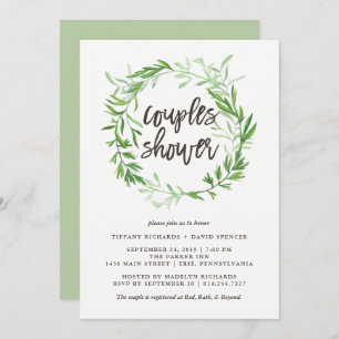 Invitation Douche botanique verte de couples de guirlande de