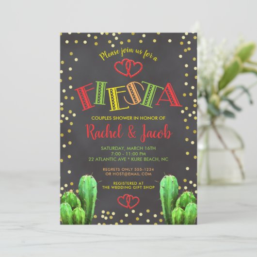 Invitation Douche Brights de couples de fiesta de cactus sur (Debout devant)