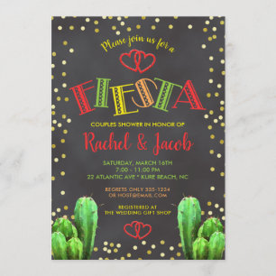 Invitation Douche Brights de couples de fiesta de cactus sur