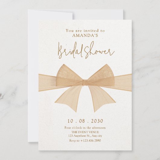 Invitation Douche brune brune beige (Devant)