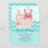 Invitation Douche Bunny Voyager rose (Devant / Derrière)