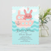 Invitation Douche Bunny Voyager rose (Debout devant)