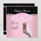 Invitation Douche Chien rose mignon (Devant / Derrière)