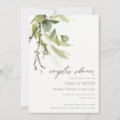 Invitation DOUCHE cool EN FEAFY VERT FOLIAGE D'EAU COUPLES CO (Devant)