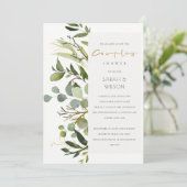 Invitation DOUCHE cool EN FEAFY VERT FOLIAGE D'EAU COUPLES CO (Debout devant)