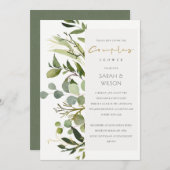 Invitation DOUCHE cool EN FEAFY VERT FOLIAGE D'EAU COUPLES CO (Devant / Derrière)