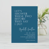Invitation Douche Couple Bleu turquoise Avant Qu'Ils Disent Q (Debout devant)