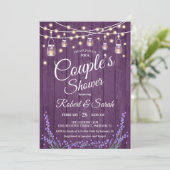 Invitation Douche Couple - Lavande Bois rustique (Debout devant)