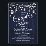 Invitation Douche Couple - Marine Rustic Wood<br><div class="desc">Couple's Shower Invitation - Bois rustique Design rustique avec bois de marine et lampes à cordes de fées.</div>
