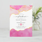 Invitation Douche Couples Agate Rose et Or (Debout devant)