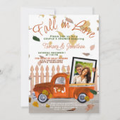 Invitation Douche Couple's Chute en amour Photo QR Mariage (Devant)