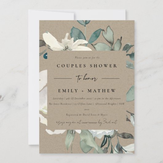 INVITATION DOUCHE COUPLES COUPLES COULEUR D'EAU KRAFT IVORY F (Devant)