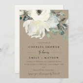 INVITATION DOUCHE COUPLES COUPLES COULEUR D'EAU KRAFT IVORY F (Devant / Derrière)