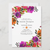 Invitation Douche Couples Floraux Violet et Orange (Devant)
