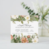 Invitation Douche Couples | Rose d'ivoire vert Mint Sage Flor (Debout devant)